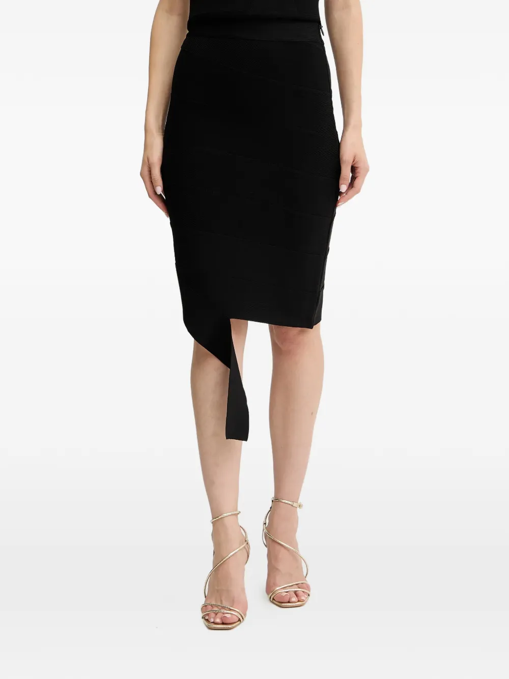Herve Leger Alma ssymmetric midi skirt - Nero
