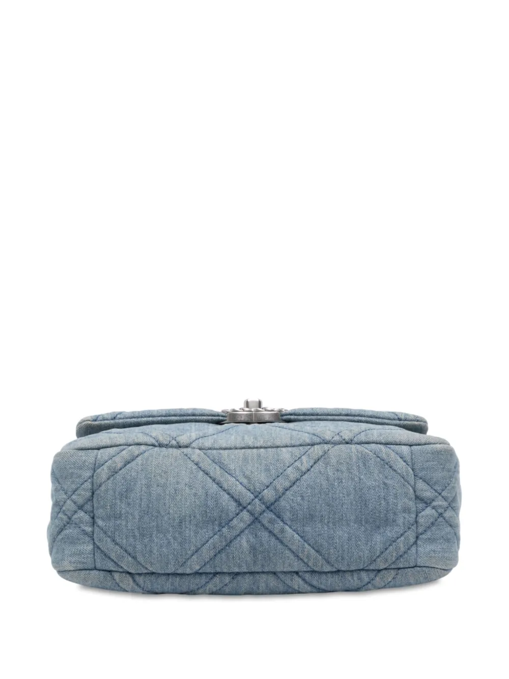 Pre-owned Chanel 2021-2025 Medium Double Stitched Denim 19 Flap Satchel In Blue
