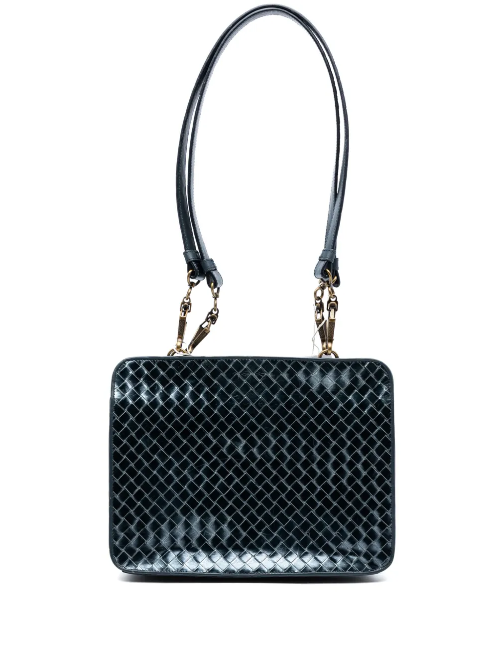 Pre-owned Bottega Veneta 2007 Nappa Intrecciato Shoulder Bag In Blue