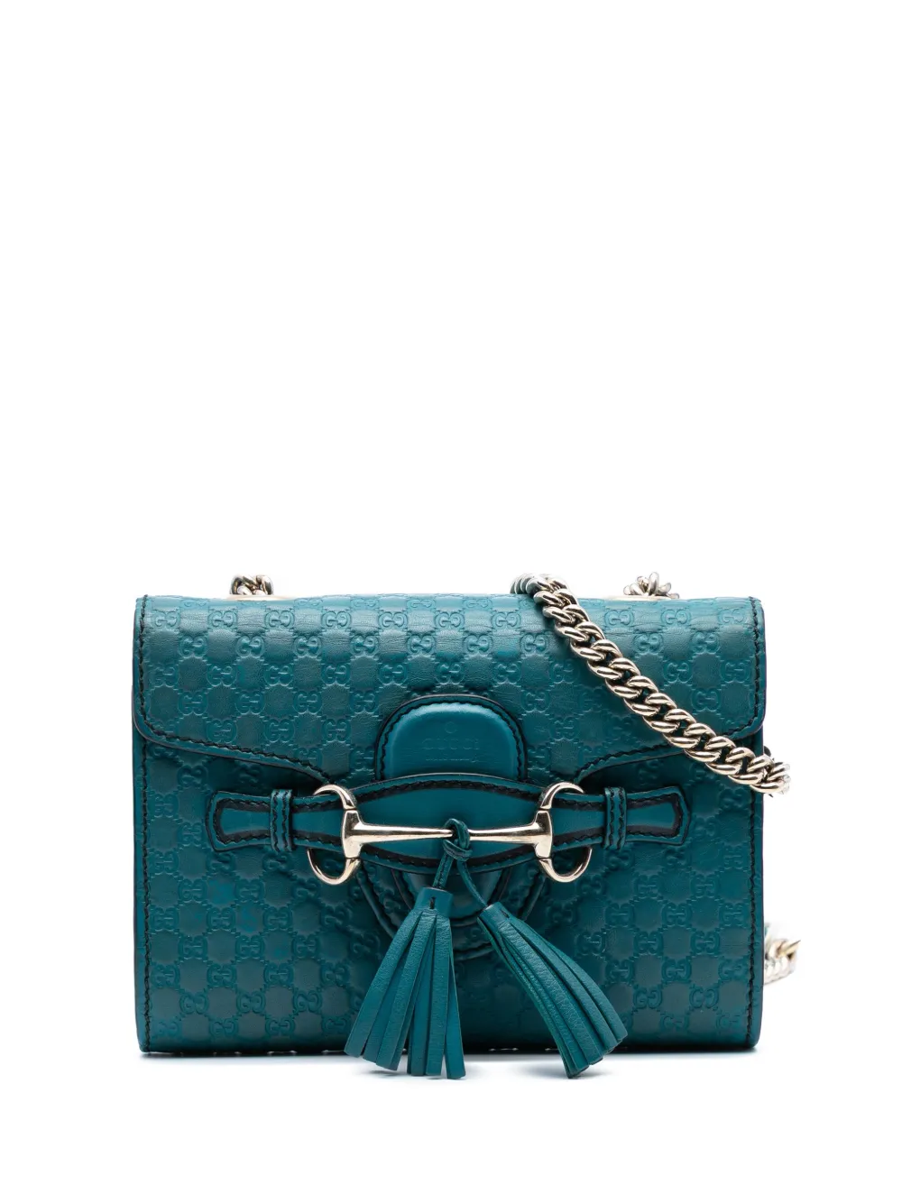 Pre-owned Gucci 2016-2025 Mini Microssima Emily Crossbody Bag In Blue