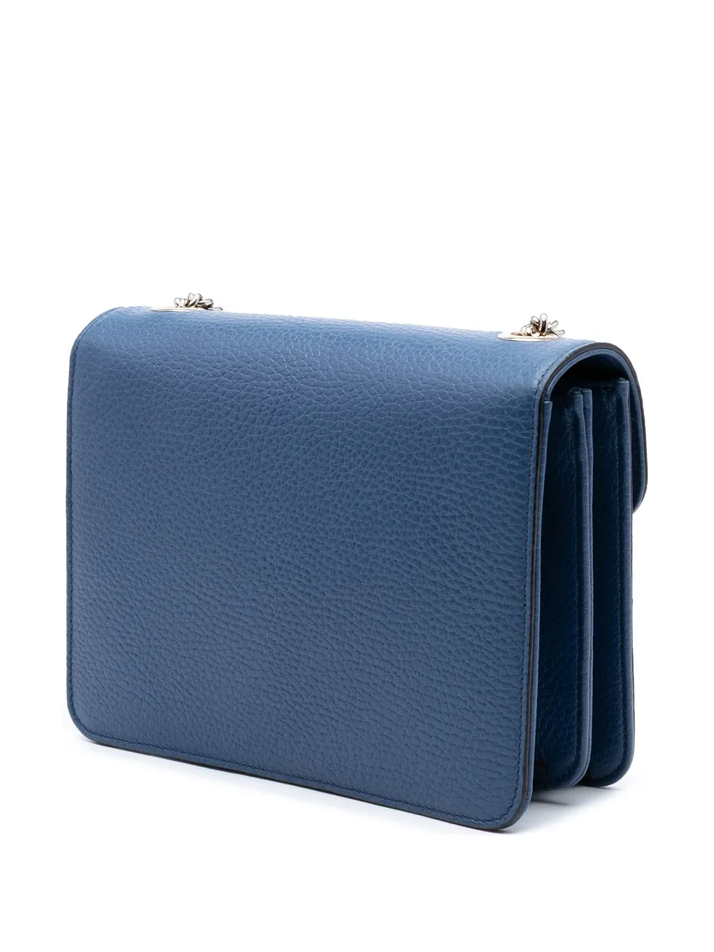 Pre-owned Gucci 2016-2025 Small Dollar Calfskin Interlocking G Crossbody Bag In Blue