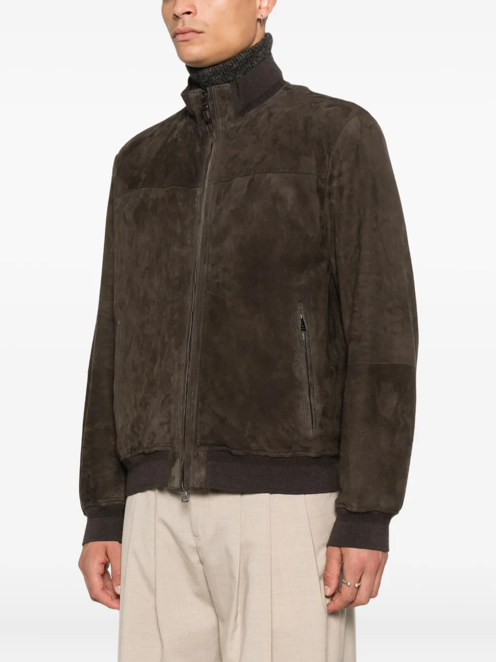 Canali Leren jack Bruin