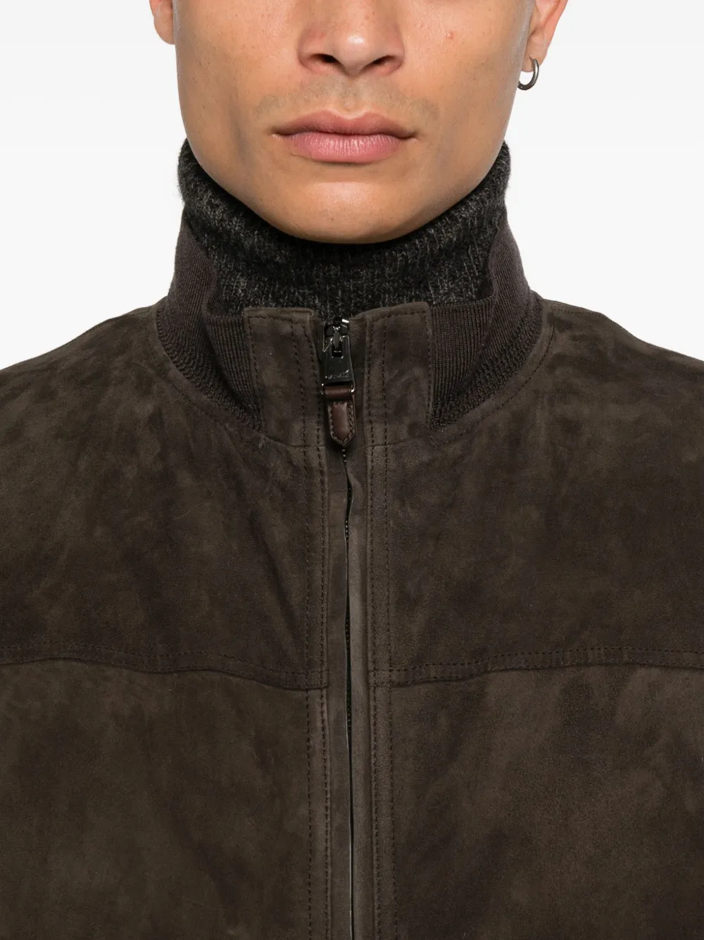 Canali Leren jack Bruin