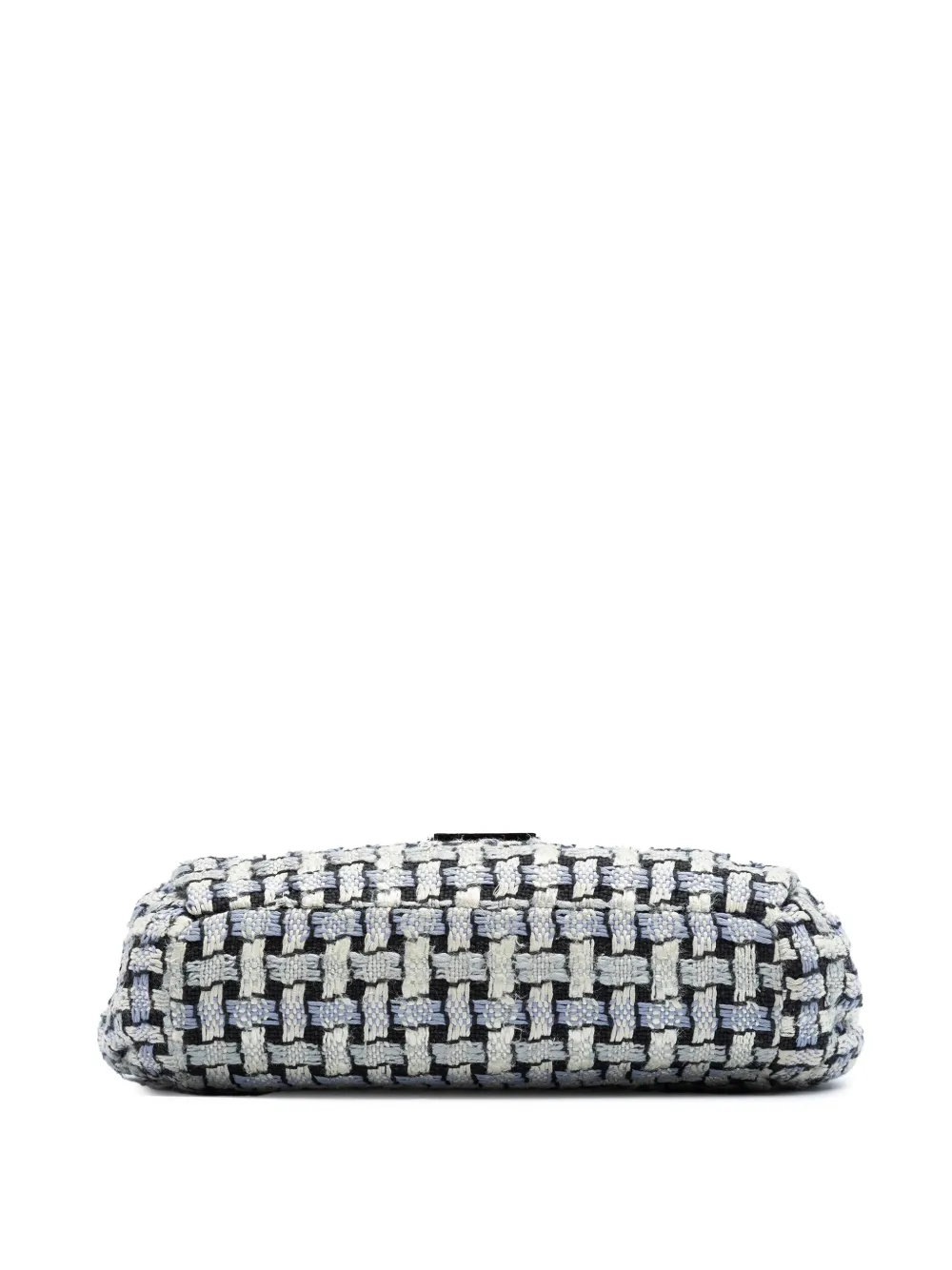 Pre-owned Chanel 2004-2005 Tweed And Calfskin Woven Single Flap Shoulder Bag In White