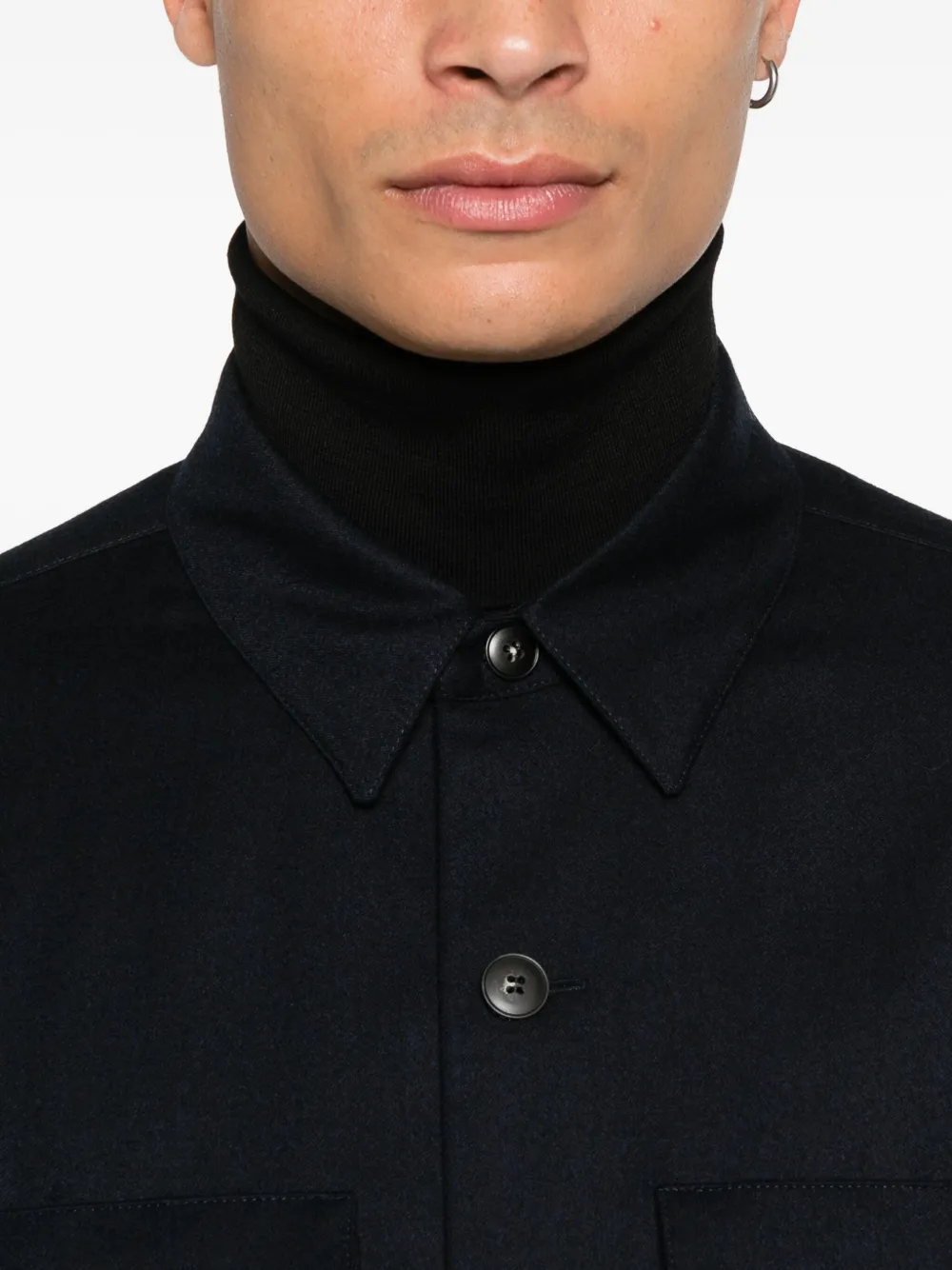 Canali Wollen shirtjack Blauw