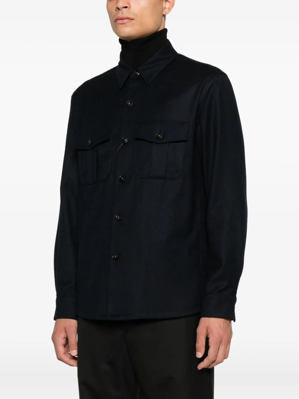 Canali Wollen shirtjack Blauw