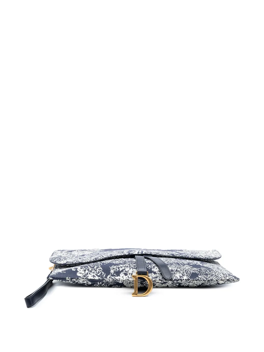 Pre-owned Dior 2021 Canvas Reverse Embroidered Toile De Jouy Clutch Bag In Blue