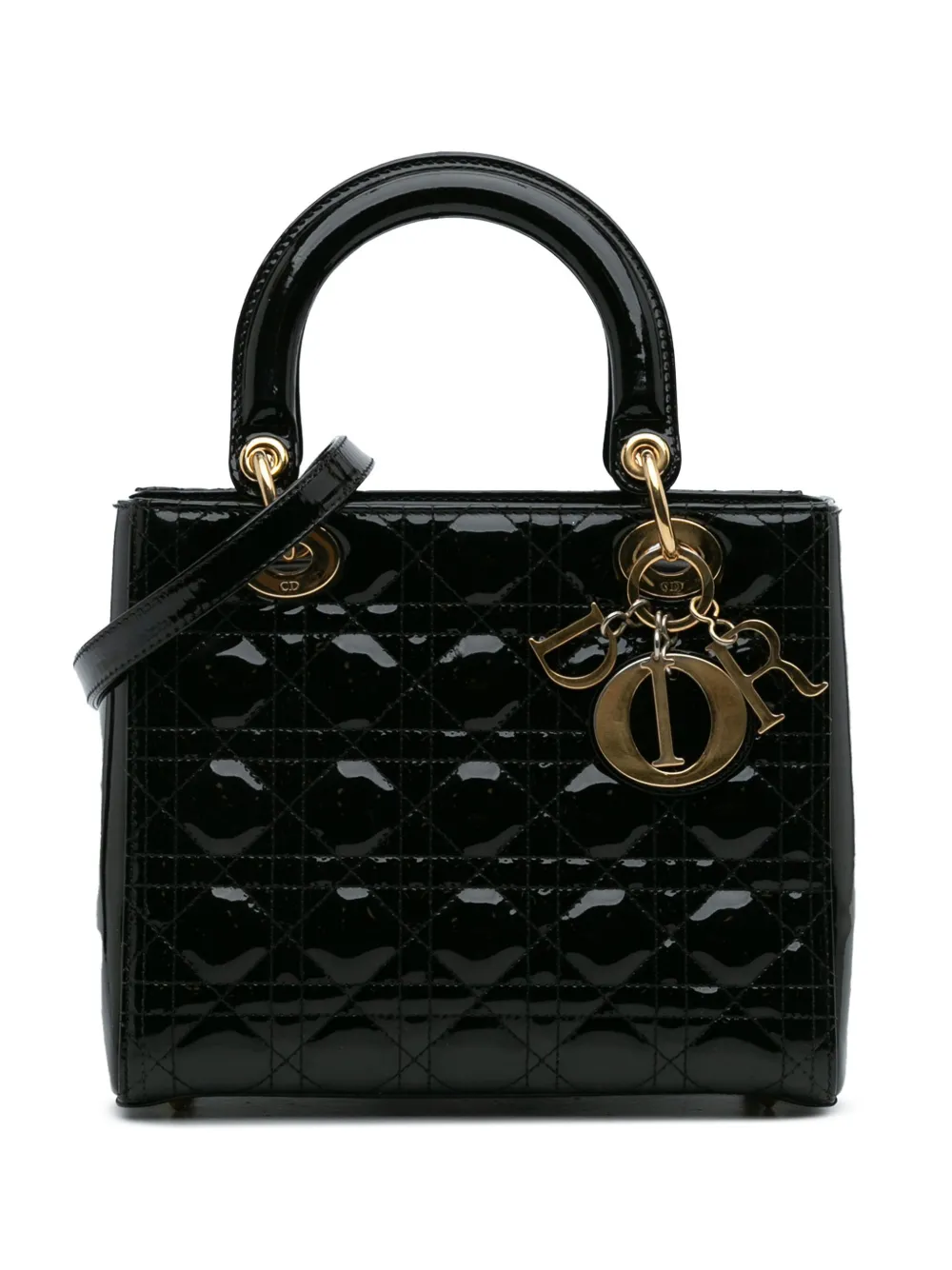 Christian Dior Pre-Owned 2012 ミディアム パテント カナージュ レディ ディオール サッチェルバッグ -