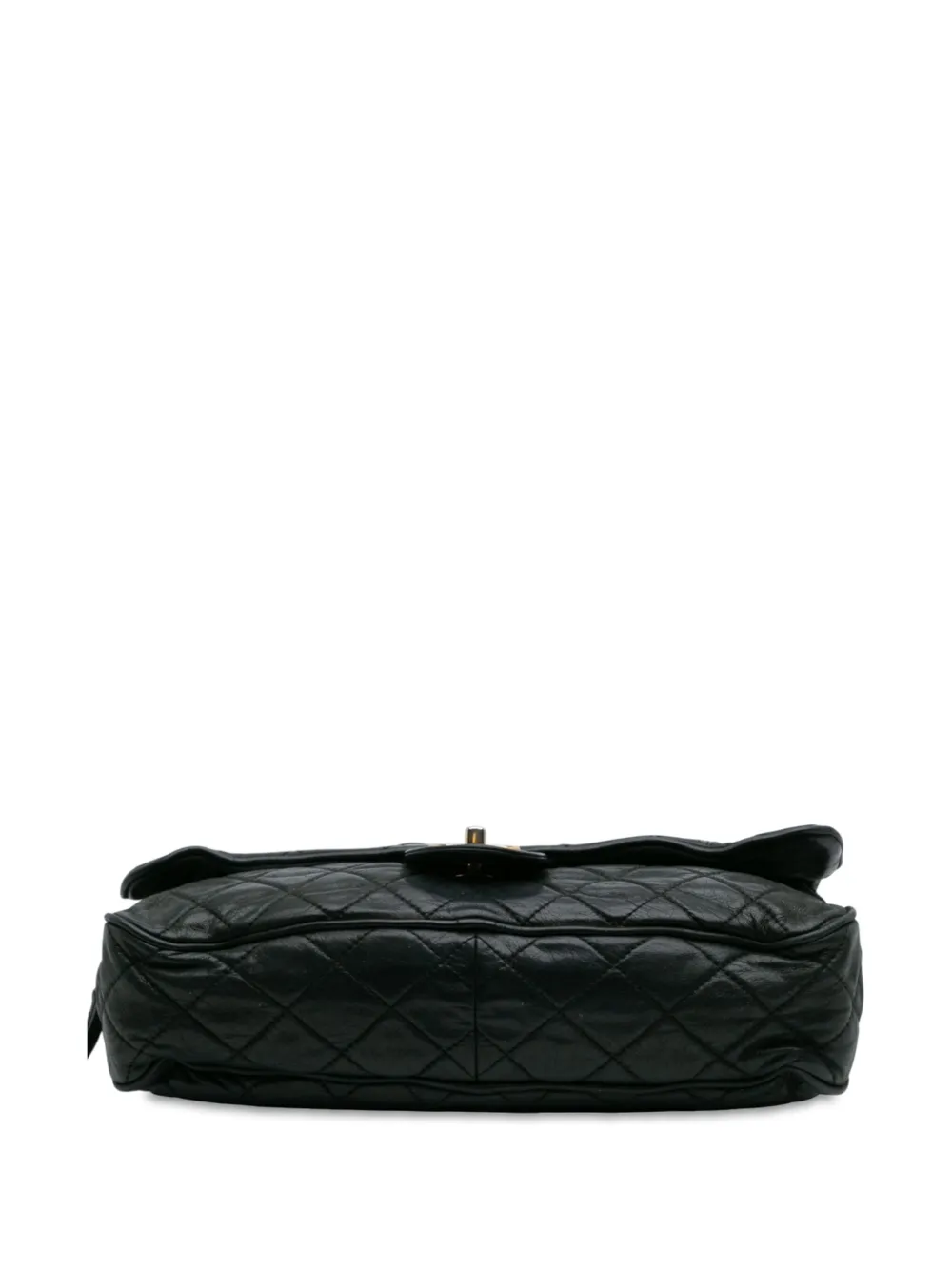 Pre-owned Chanel 2012-2013 Large Quilted Iridescent Calfskin Shiva Flap Shoulder Bag In Black