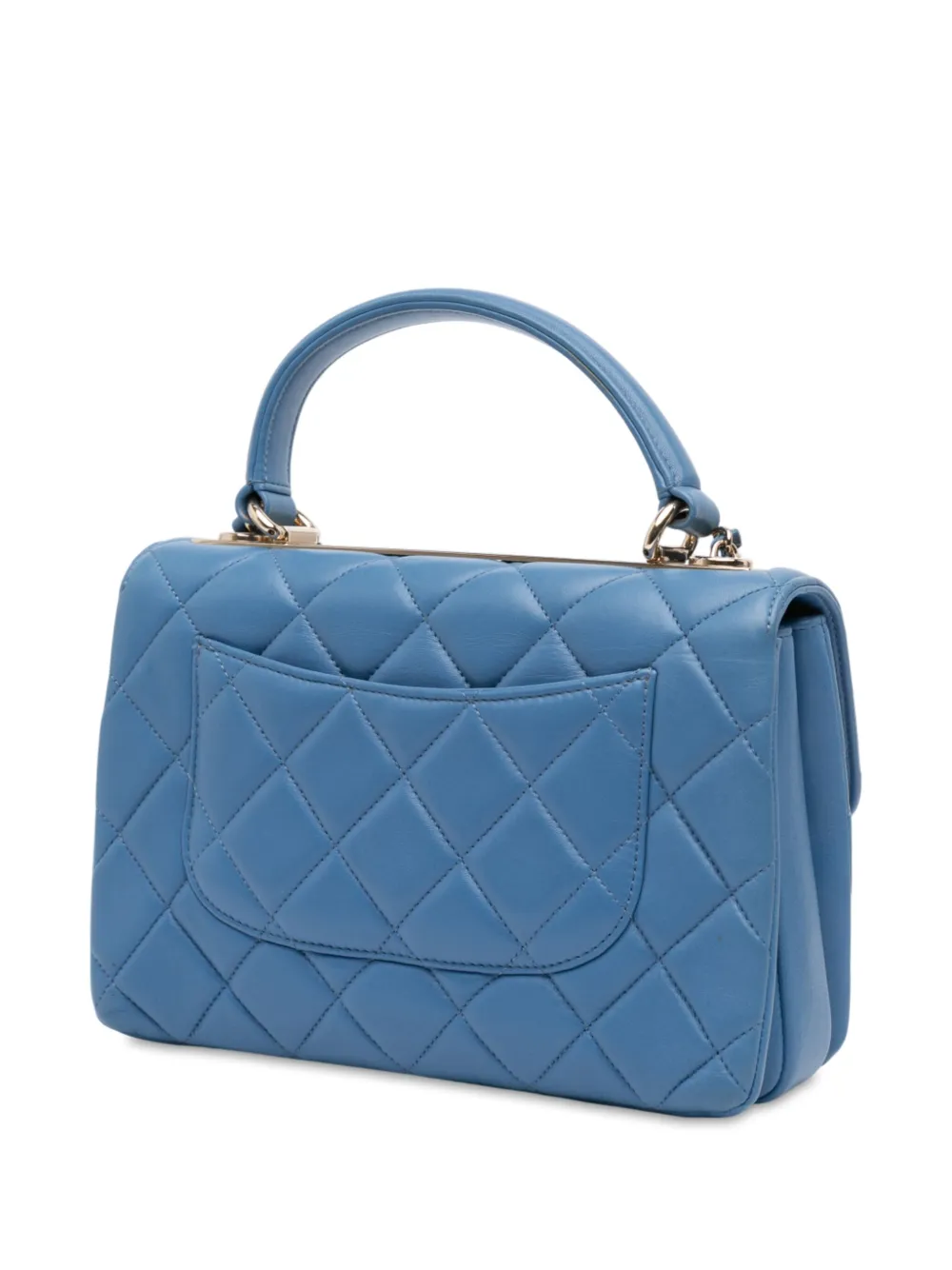 Pre-owned Chanel 2019 Small Quilted Lambskin Trendy Cc Flap Satchel In Blue