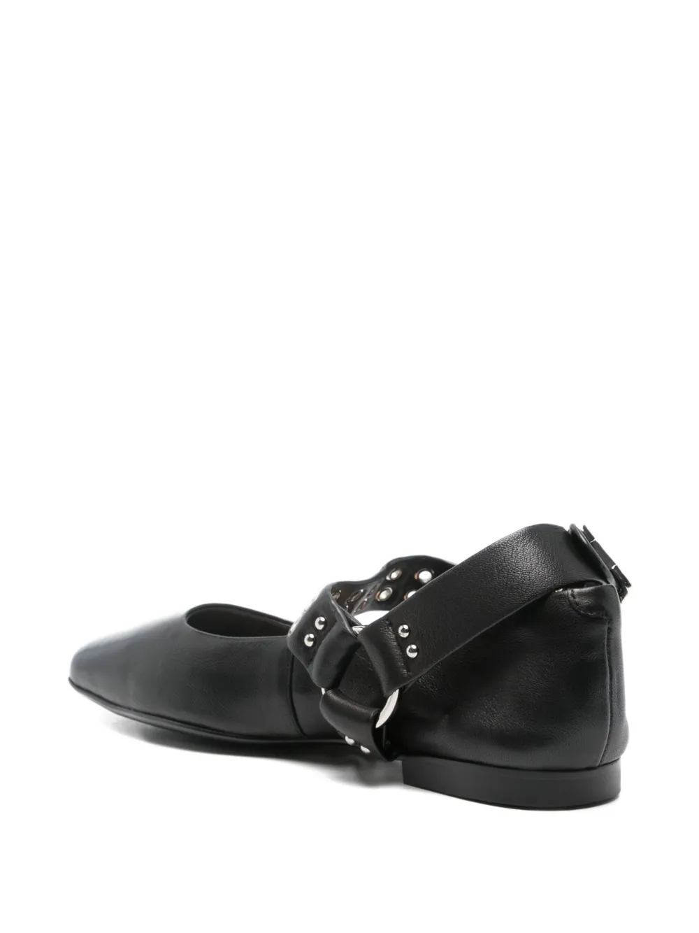 Marc Ellis Studded Buckle Ballet Flats In Black