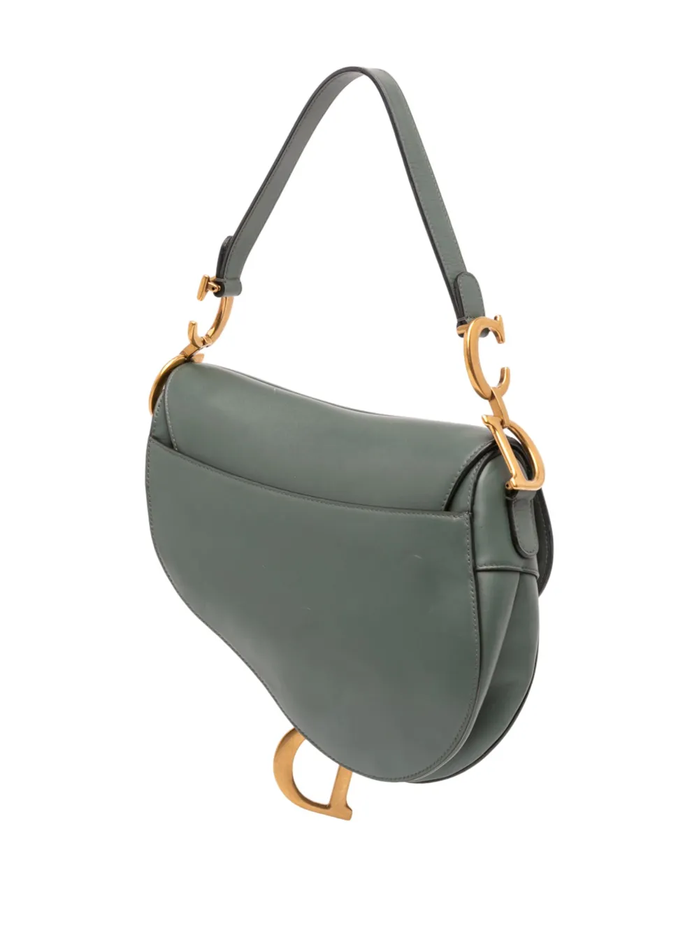 DIOR Pre-owned 2019 Smooth Calfskin Saddle Bag Shoulder Bag In Green