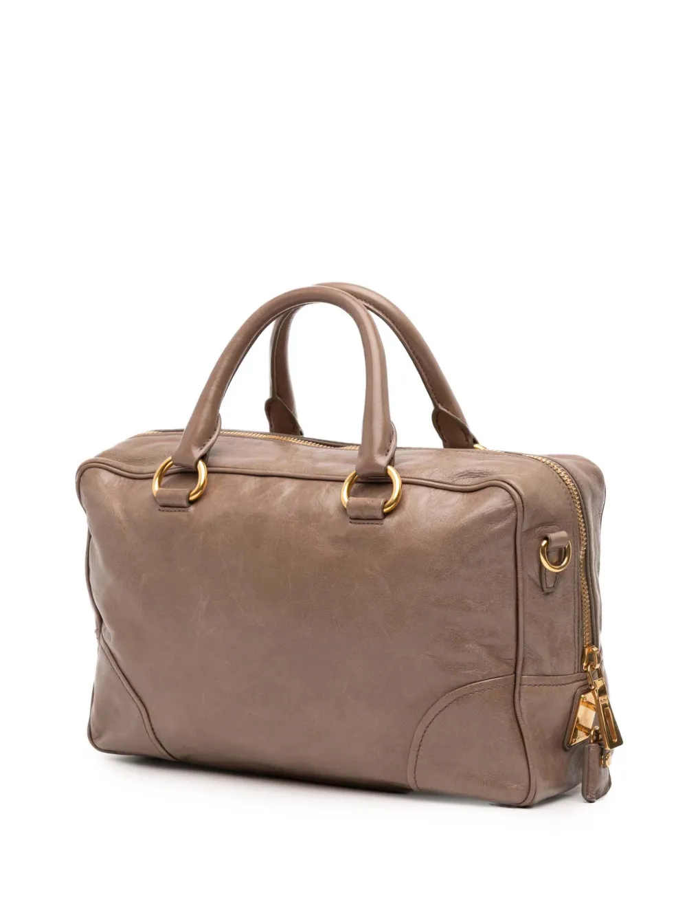 Pre-owned Prada 2000-2025 Vitello Shine Bauletto Satchel In Brown