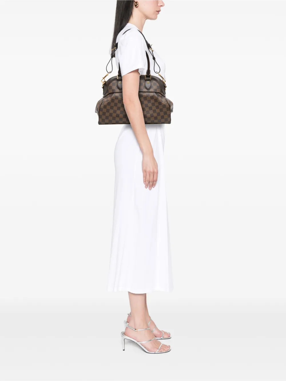 Pre-owned Louis Vuitton 2012 Damier Ebene Trevi Pm Satchel In Brown