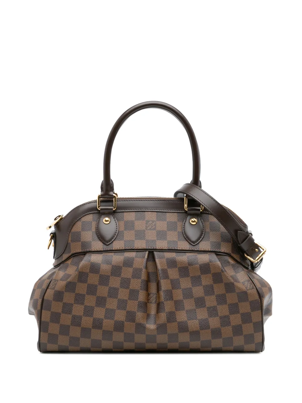 Pre-owned Louis Vuitton 2012 Damier Ebene Trevi Pm Satchel In Brown