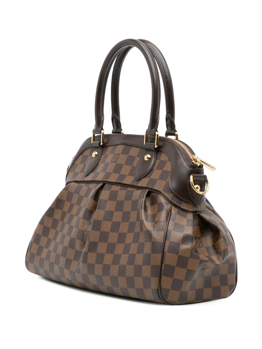 Pre-owned Louis Vuitton 2012 Damier Ebene Trevi Pm Satchel In Brown