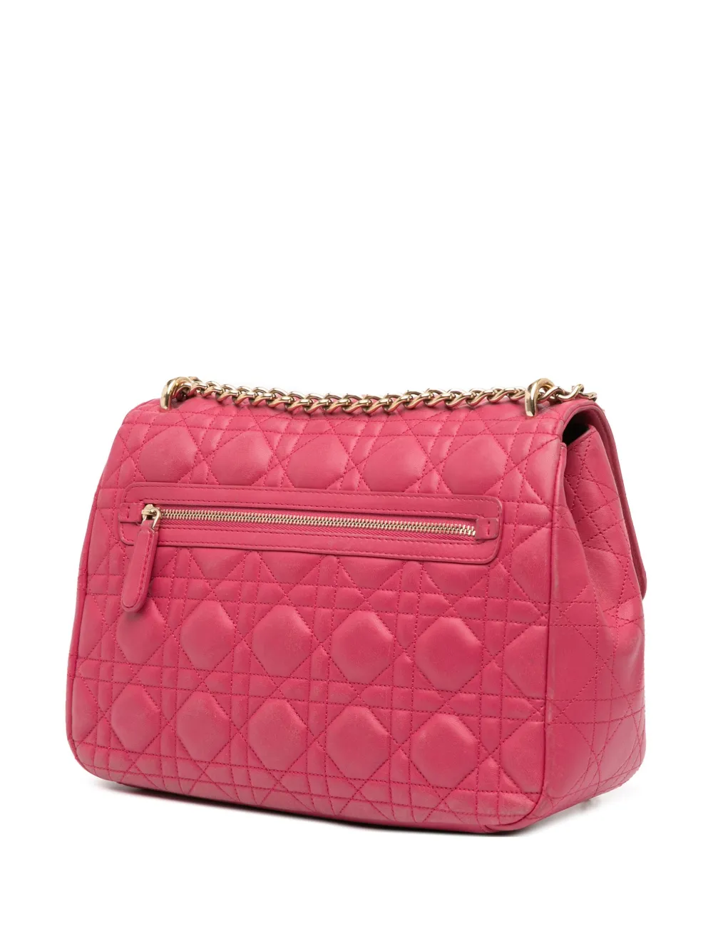 Pre-owned Dior 2014 Large Lambskin Cannage Miss  Flap Shoulder Bag In Pink