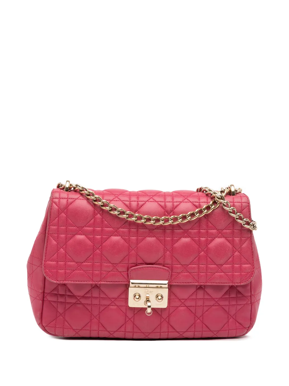 Pre-owned Dior 2014 Large Lambskin Cannage Miss  Flap Shoulder Bag In Pink