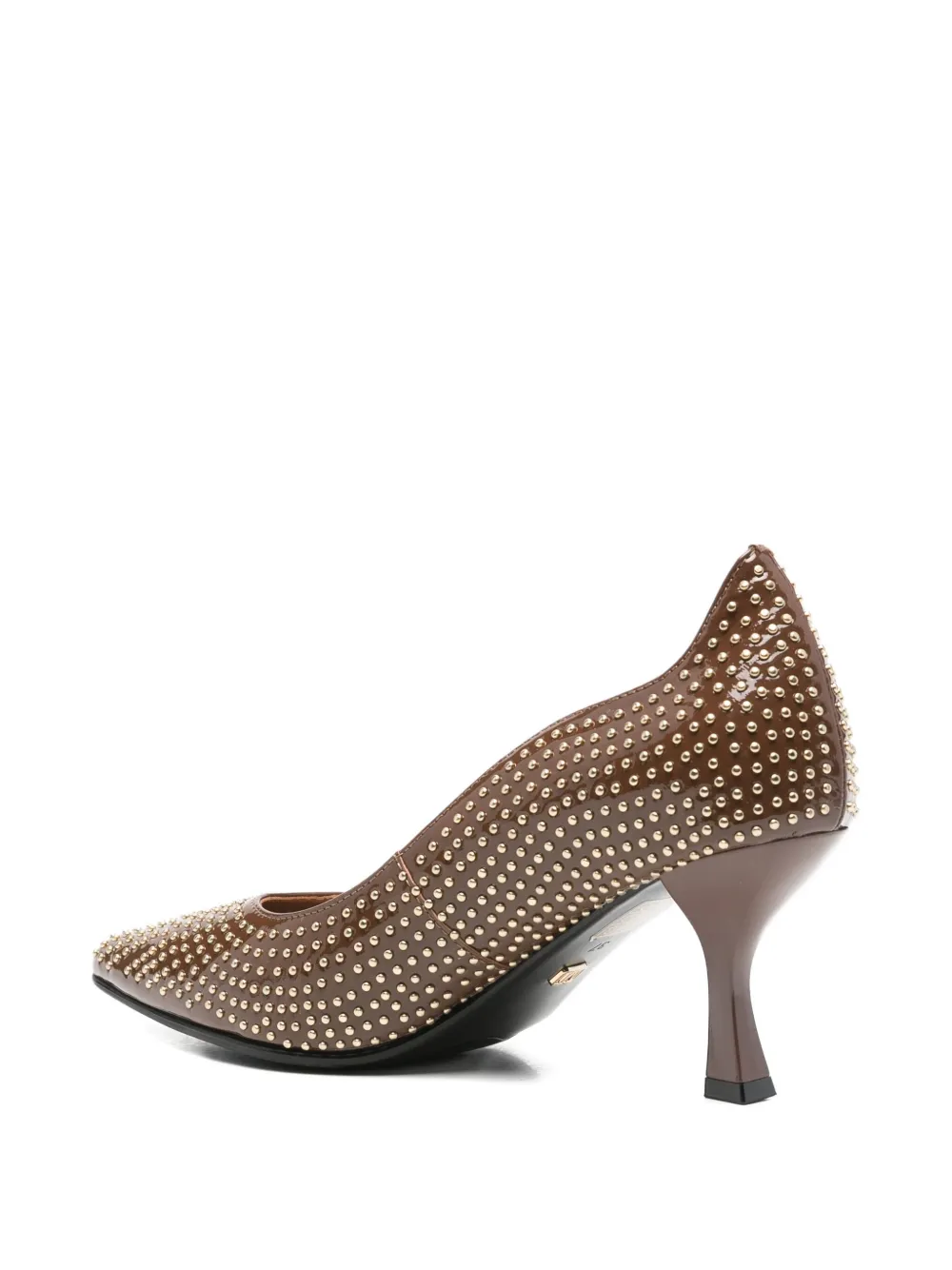 Marc Ellis Studs-embellishment Leather Pumps In Brown