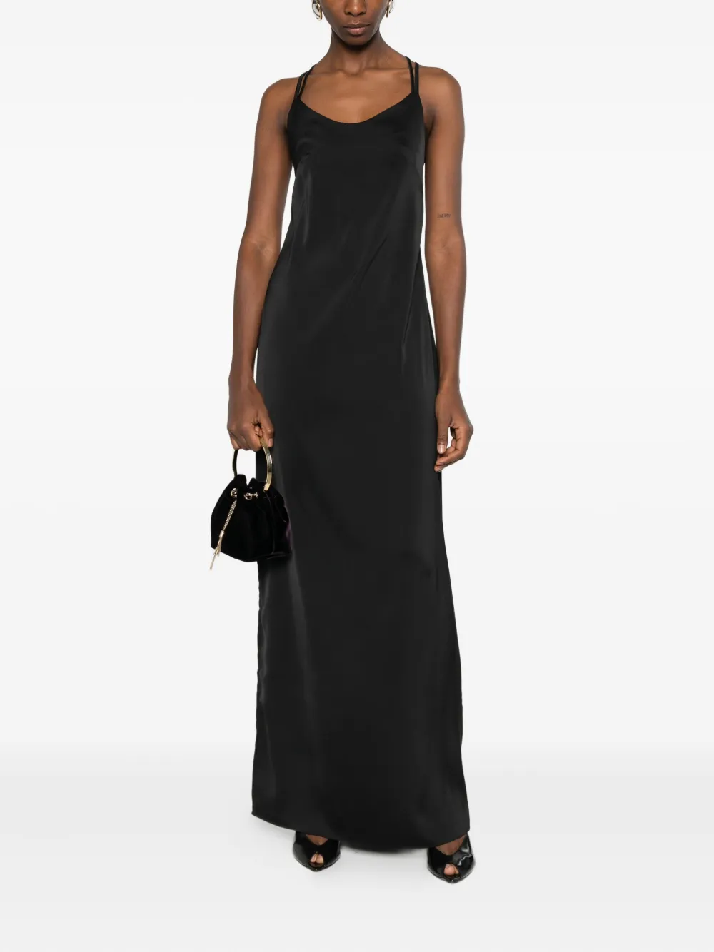 RHIZOME Merida side-split maxi dress - Zwart