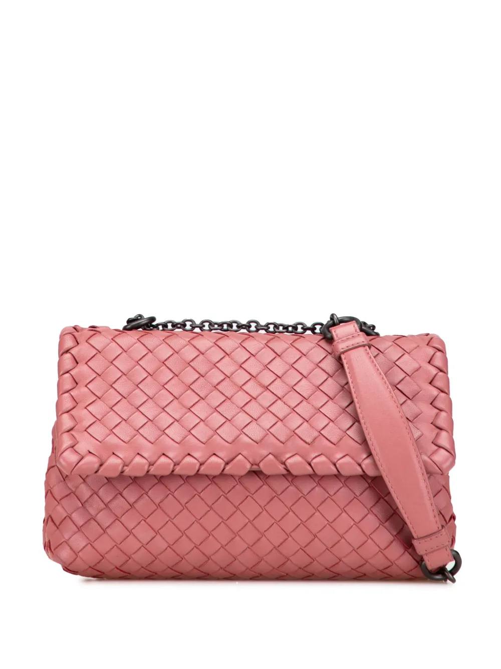 Pre-owned Bottega Veneta 2012-2025 Baby Nappa Intrecciato Olimpia Crossbody Bag In Pink