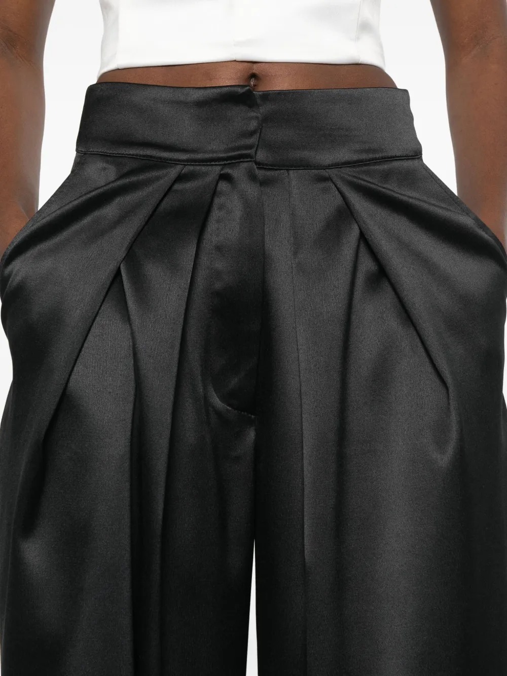 Rhizome Romanain Taffeta Pleated Trousers In Black