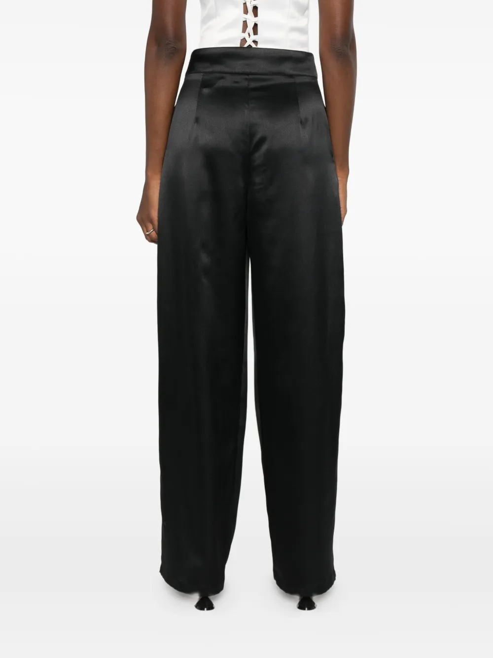 Rhizome Romanain Taffeta Pleated Trousers In Black