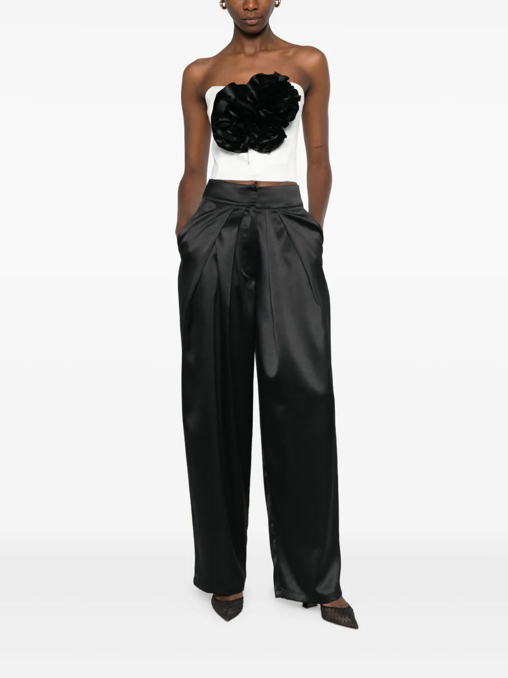 RHIZOME Romanain taffeta pleated trousers - Zwart