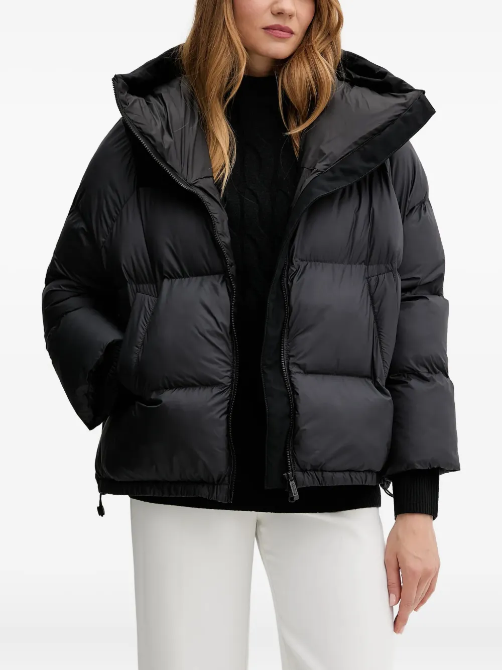 bomboogie Nagoja jack met capuchon en vlakken Zwart