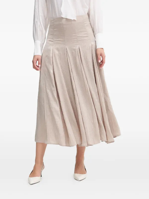 Hoss Intropia Textured Pleated Midi Skirt | Neutrals | FARFETCH