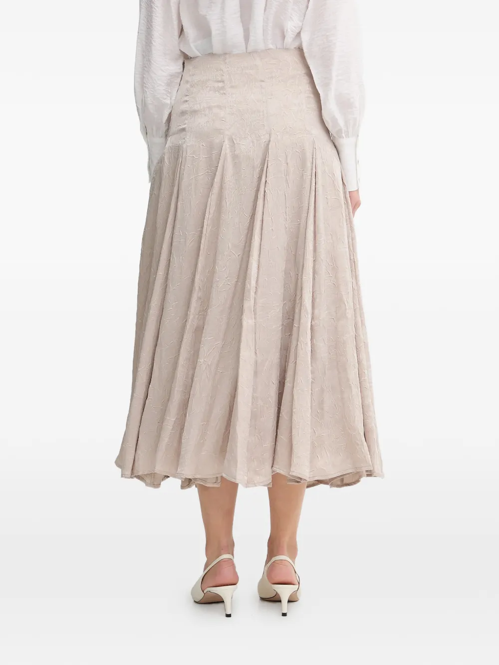  Hoss Intropia Textured Pleated Midi Skirt - Neutrals 