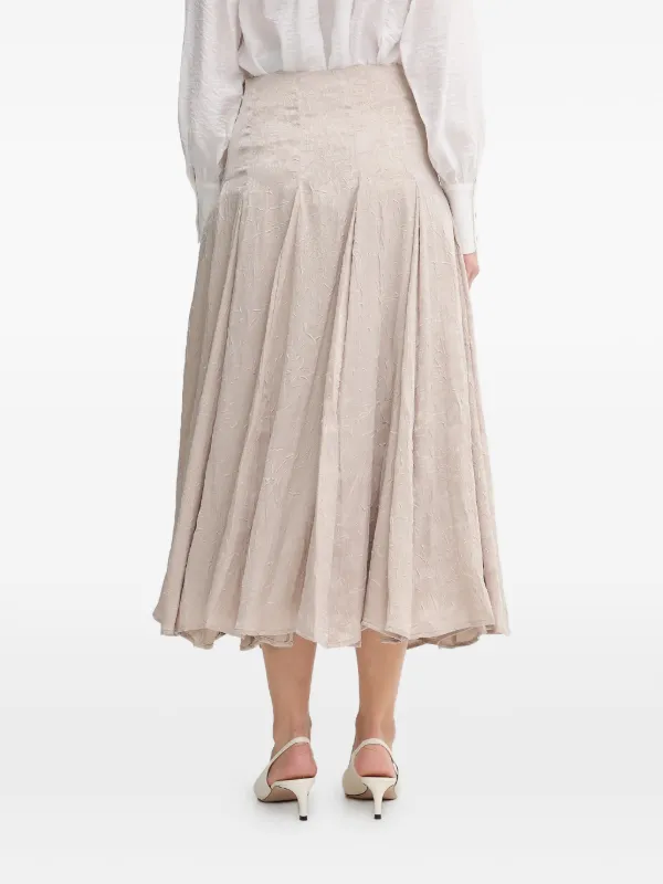 Hoss Intropia Textured Pleated Midi Skirt | Neutrals | FARFETCH