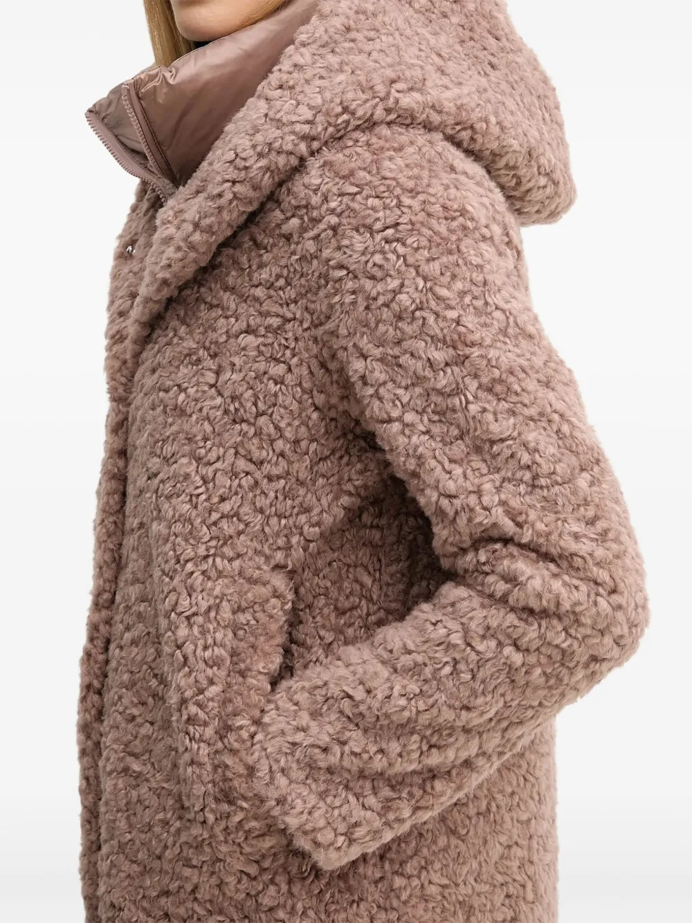 Bomboogie Hooded Zip Coat In Neutral