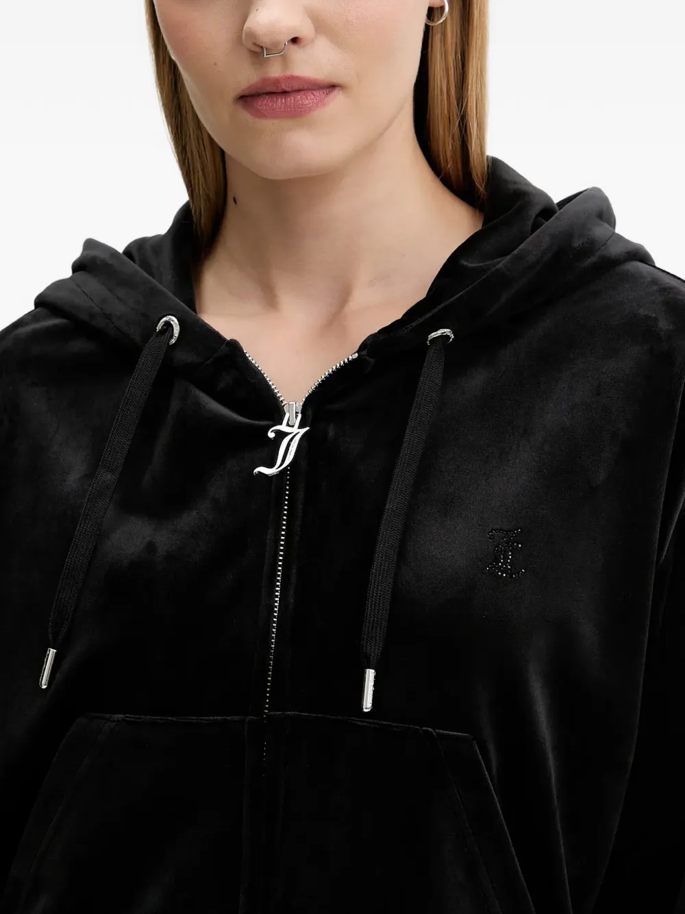 Juicy Couture Hoodie met ritssluiting en zak Zwart