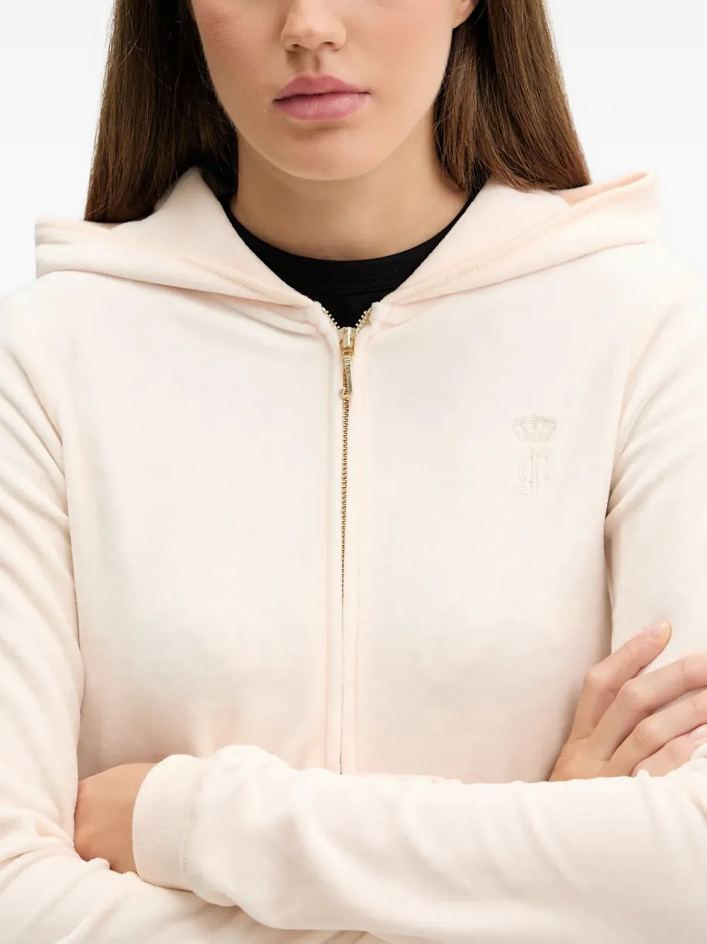 Juicy Couture Hoodie met rits en logodetail Beige