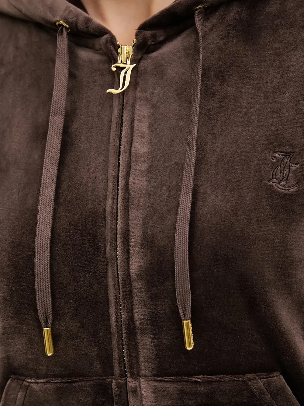 Juicy Couture Top met capuchon en rits Bruin