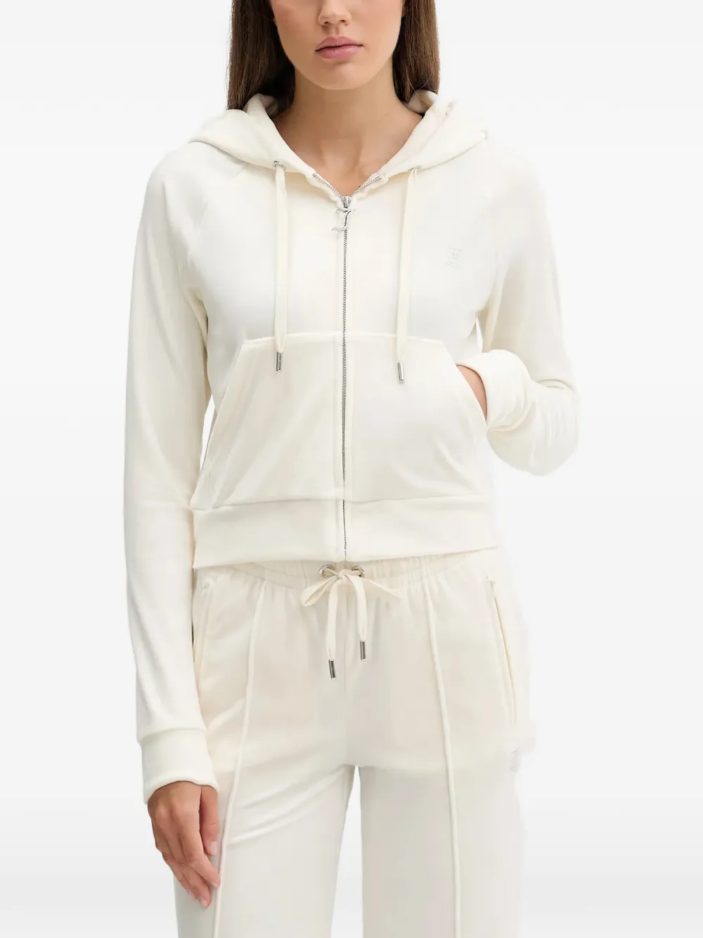 Juicy Couture front-pocket zip-fastening hoodie - Toni neutri