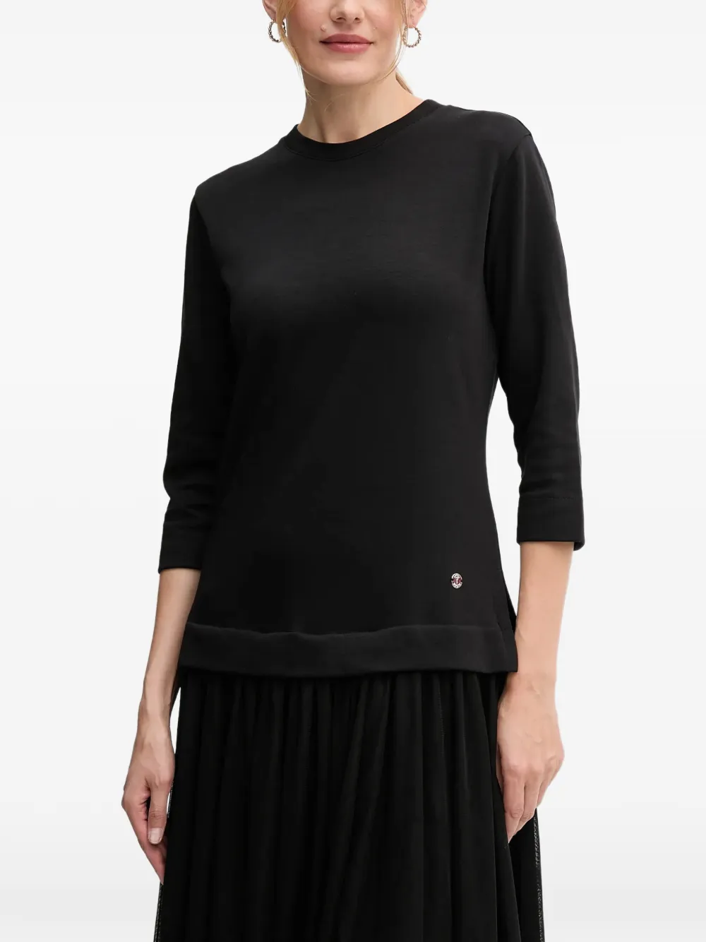 Joop! three-quarter-sleeve tulle dress - Nero