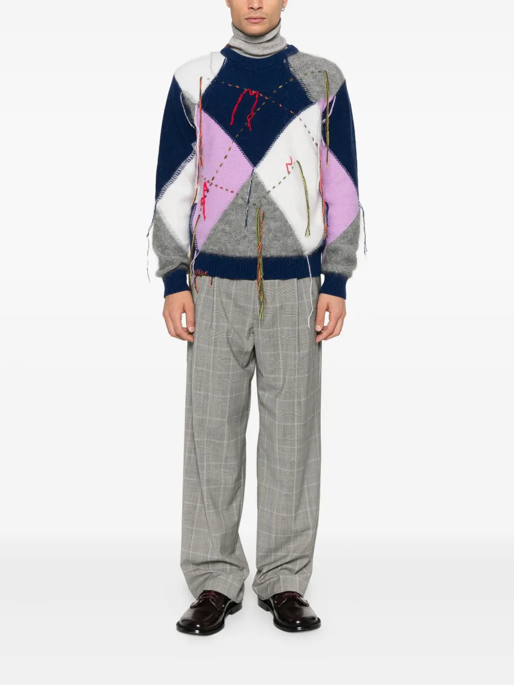 AMARÁNTO argyle embroidery sweater - Blauw