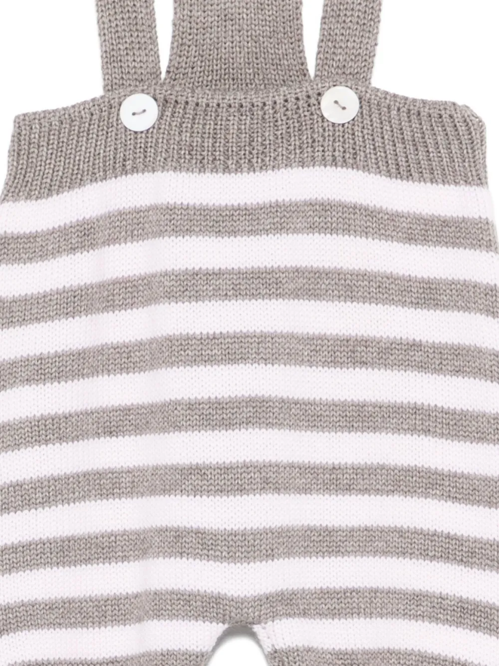 Little Bear Striped Button Playsuit In Neutral
