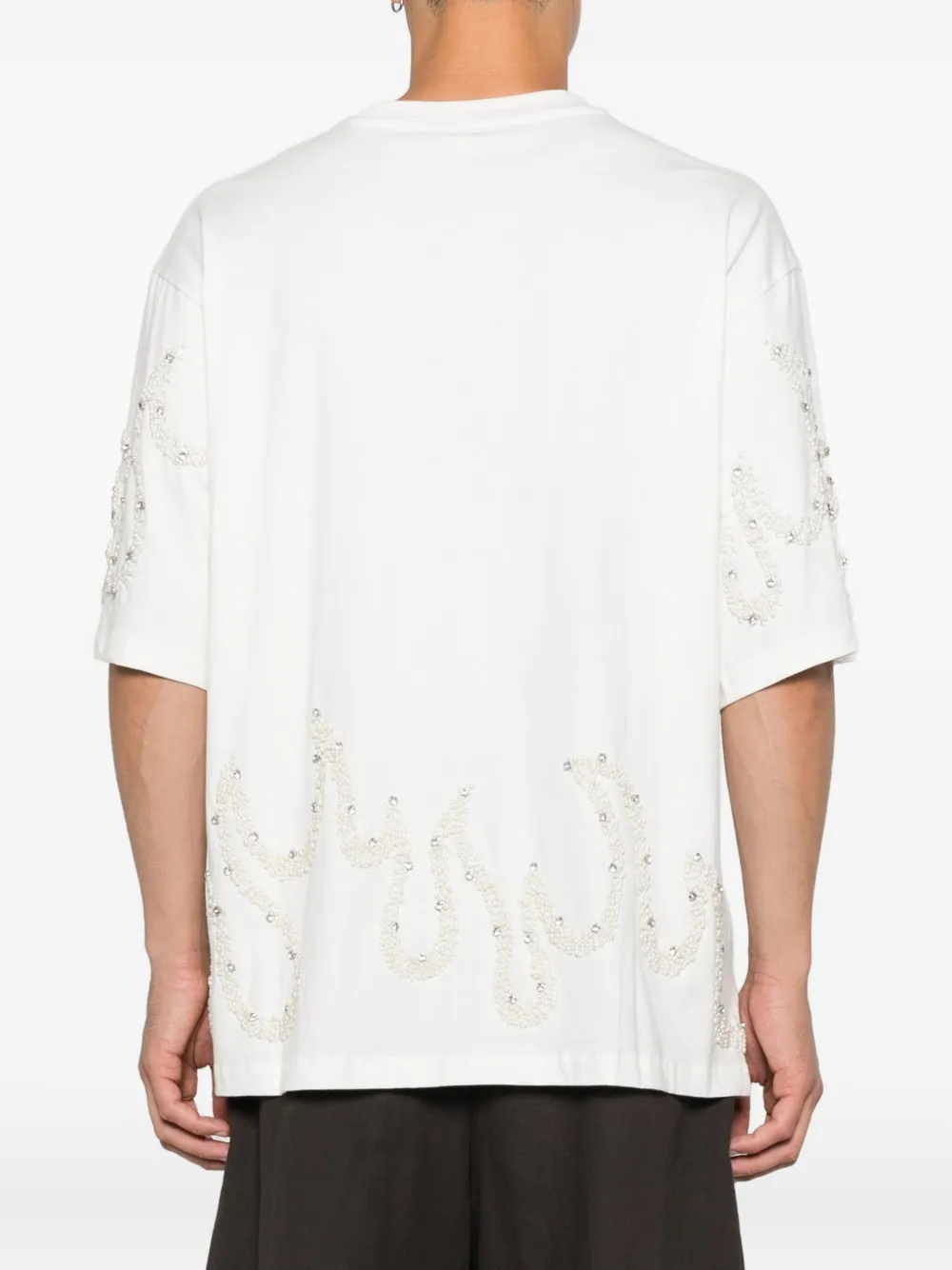 BARROW T-shirt verfraaid met kristallen Wit