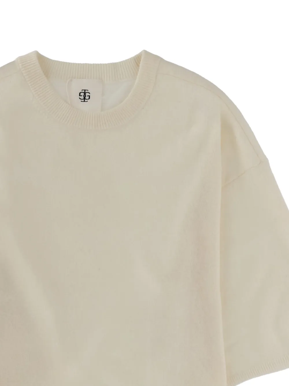 The Garment Como fijngebreide oversized trui met korte mouwen Beige