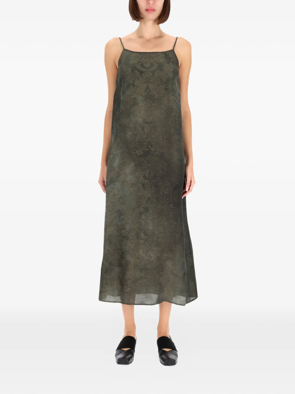 Uma Wang printed midi dress - Groen