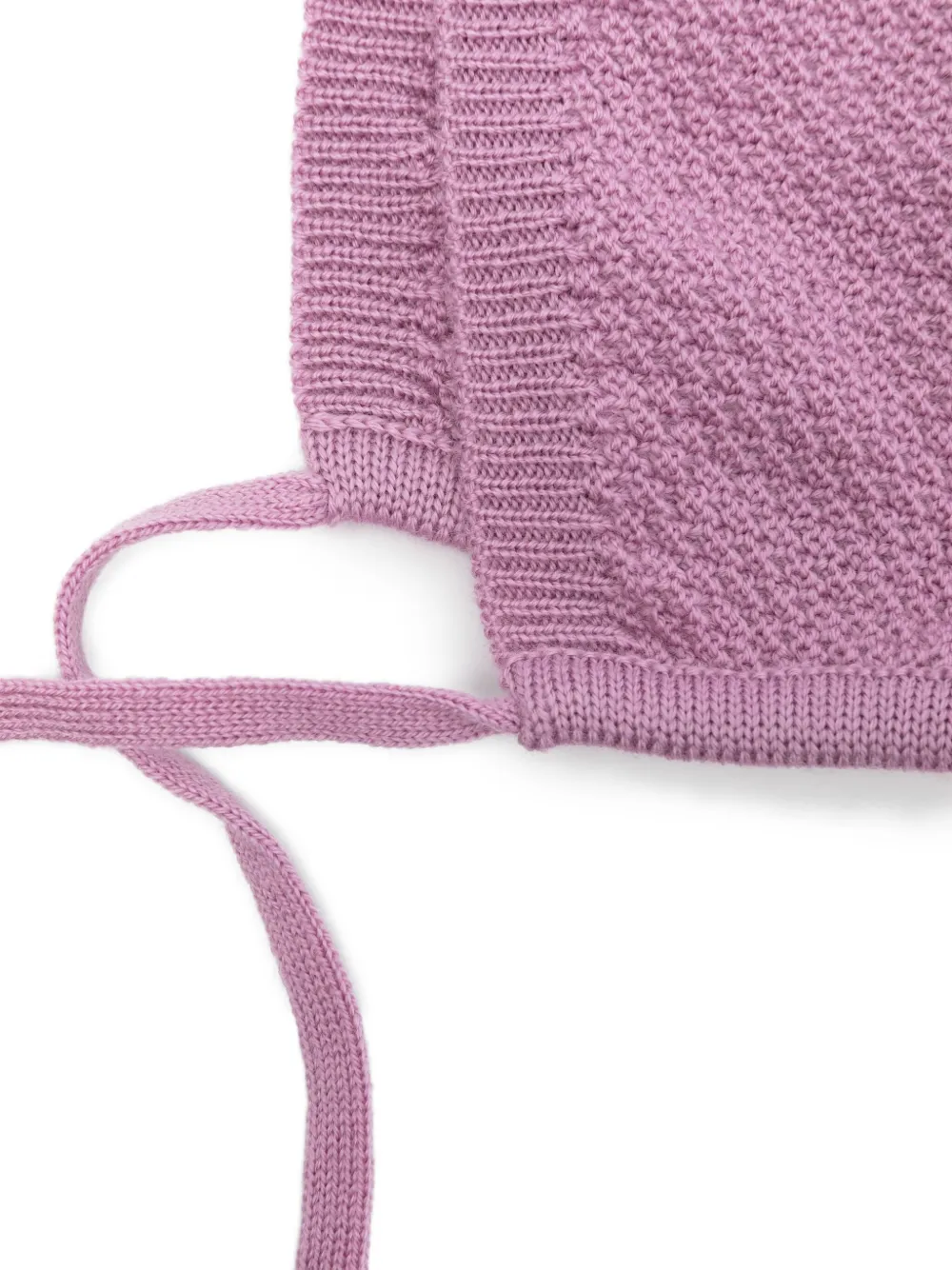 Little Bear Tie-fastening Knitted Hat In Purple