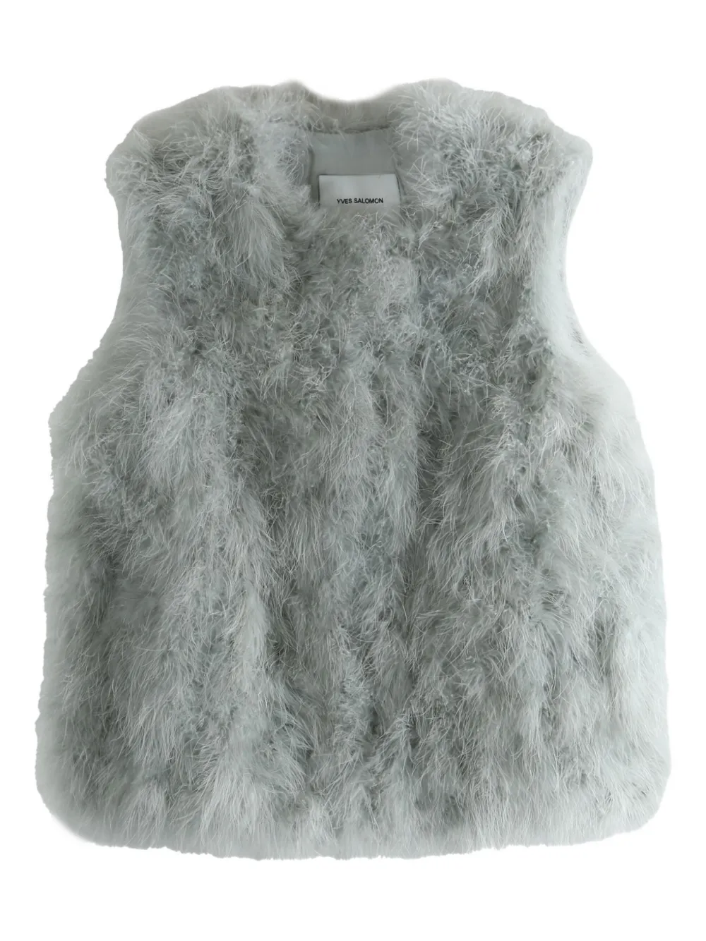 Yves Salomon Feather-texture Sleeveless Top In Gray