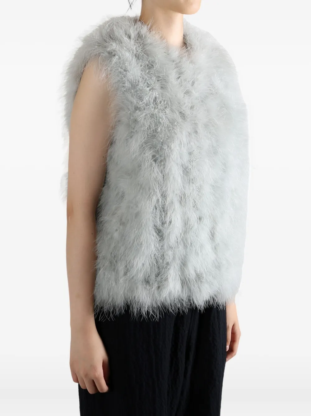 Yves Salomon Feather-texture Sleeveless Top In Gray
