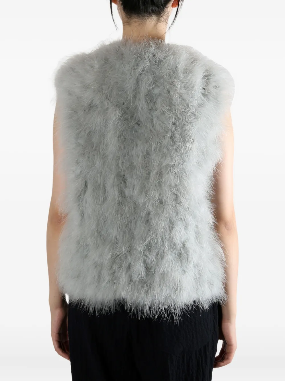 Yves Salomon Feather-texture Sleeveless Top In Gray