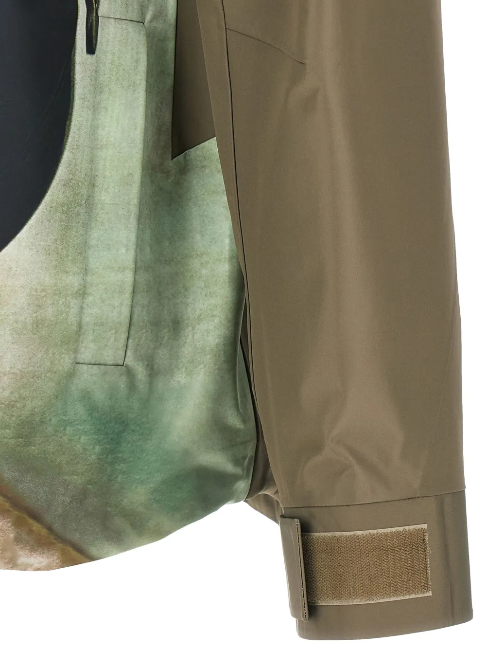Undercover Water-repellent Nylon Jacket With Futuristic Artwork In Brown