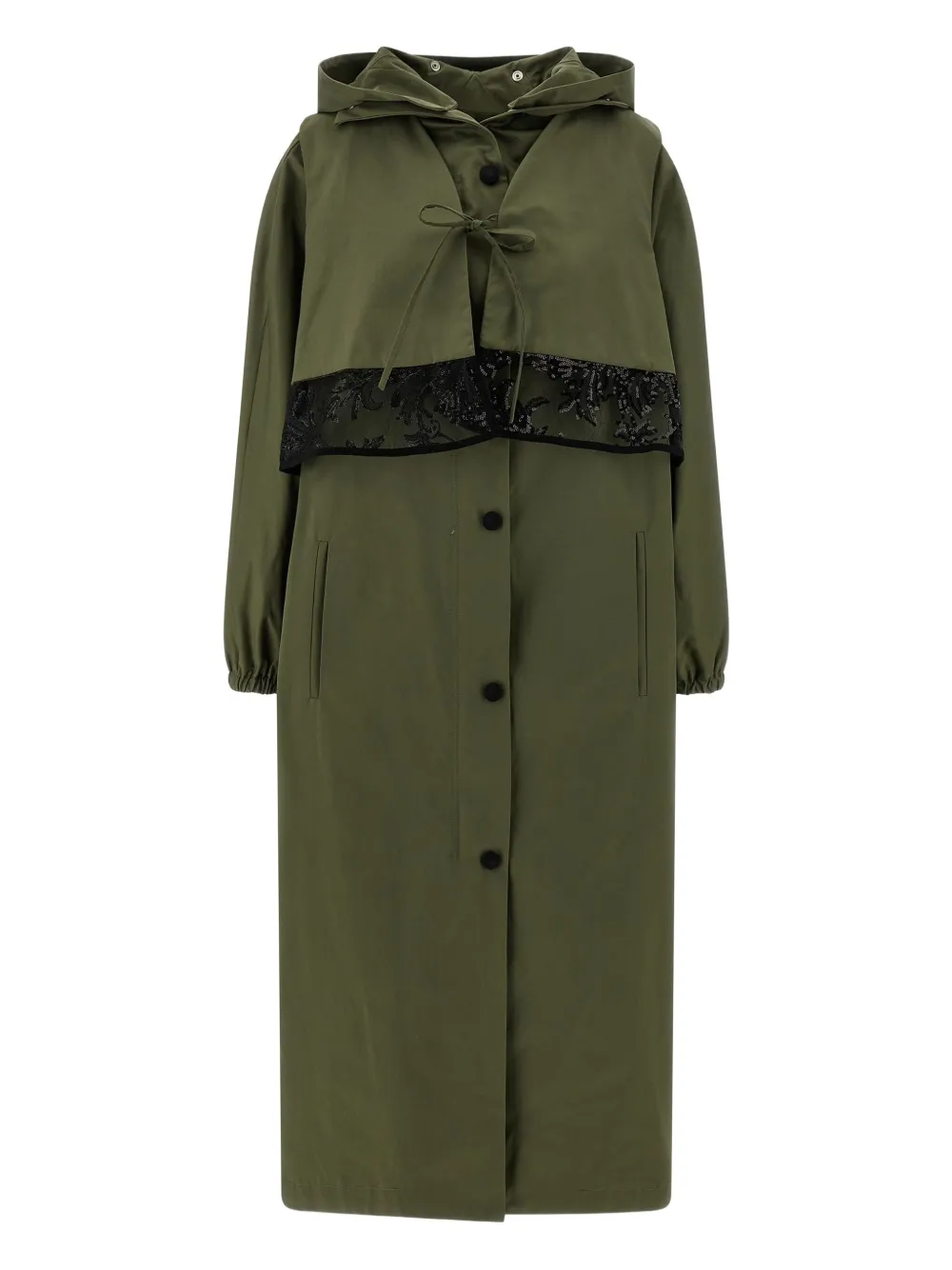 LE TWINS removable-hood trench coat - Verde