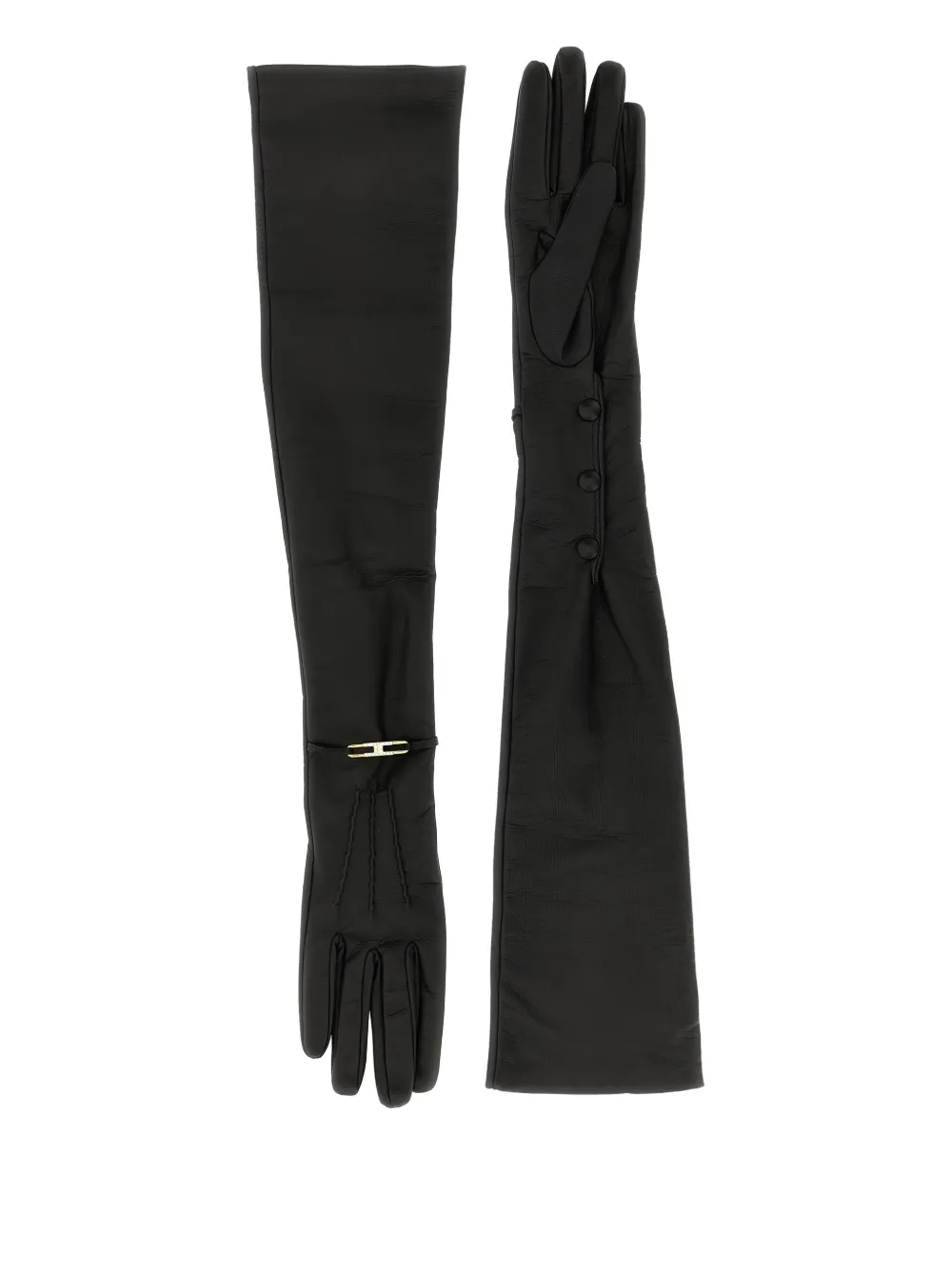 Elisabetta Franchi Leren handschoenen - Zwart